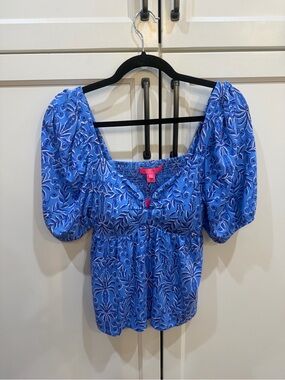 Lilly Pulitzer Floriana Knit Top - 	Abaco Blue Have It Both Rays